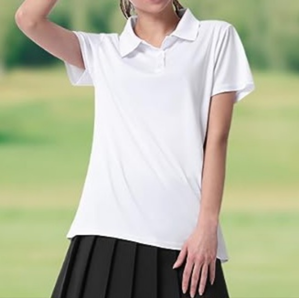 Girls Short Sleeve Uniform Polo Shirt T-shirt White size XL